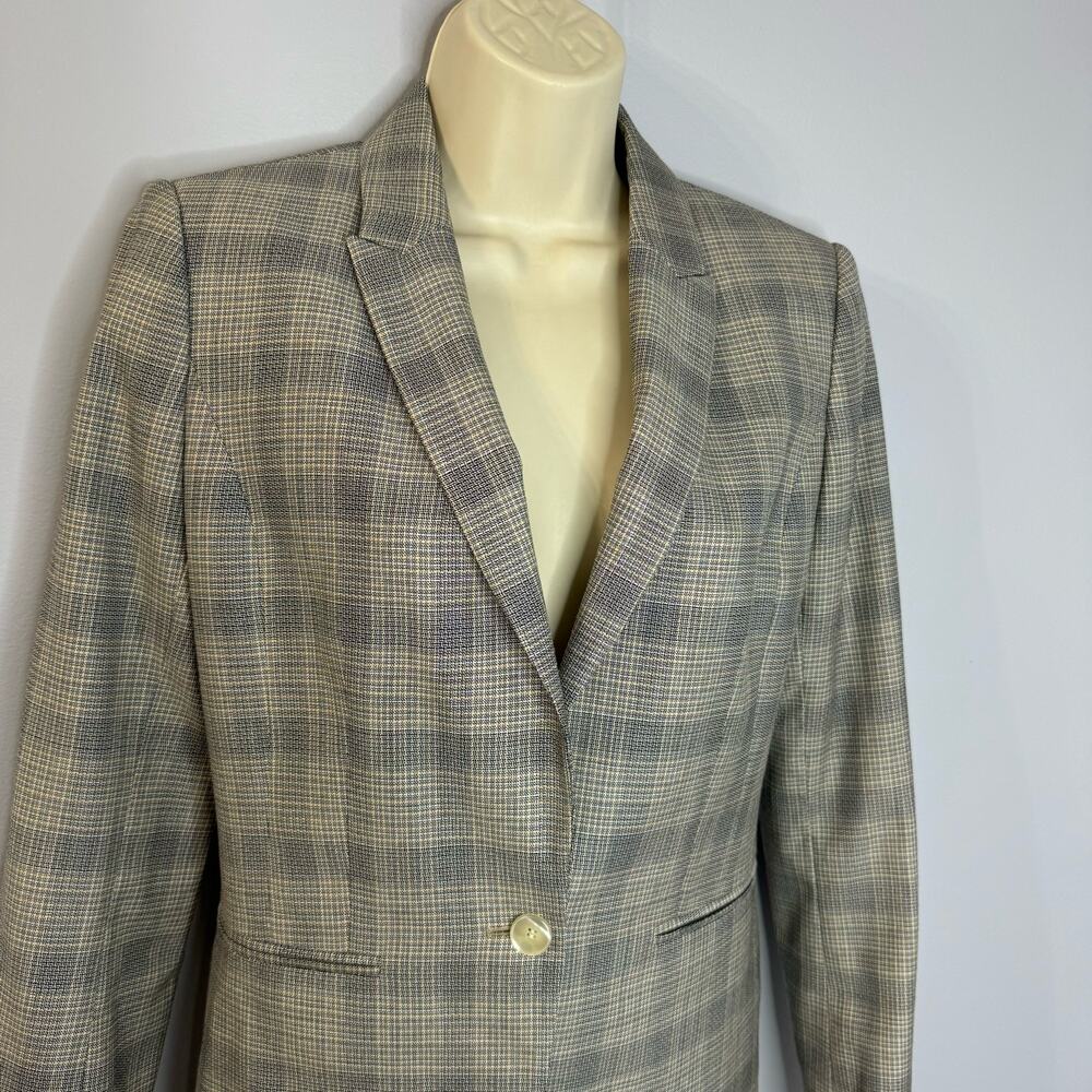 Reiss Grey/Black Check Webb Jacket Wool Blend Slim Fit Career Office Women's 6 - Picture 3 of 16